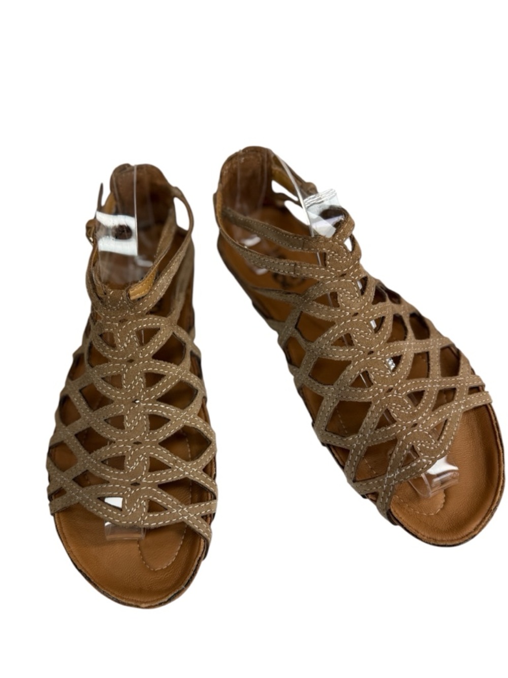 Kalso Earth Shoe Exquisite Gladiator Sandals Tan Leather Negative Heel Women’s 7